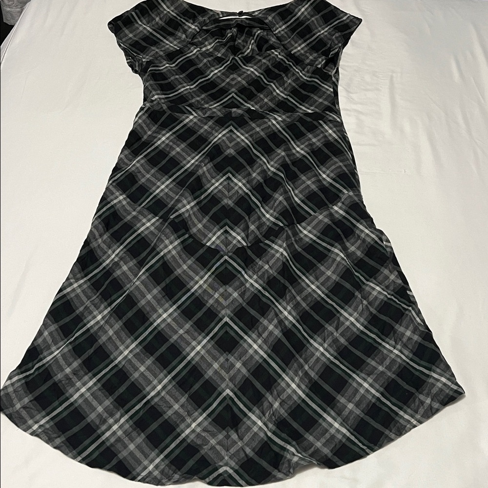Patagonia San Benito Green/Black Plaid Hi-Lo Dress - Picture 2 of 4